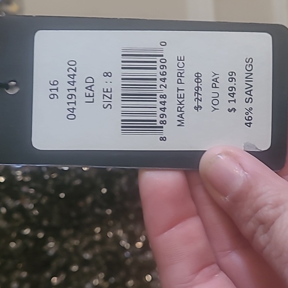 NEW Adrianna Papell Illusion Sheath Lead/Silver/Gray Sequined Dress Sz 8 - Picture 5 of 9